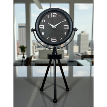 Mey İthalat® Siyah Zarif Üç Ayaklı Masa Saati