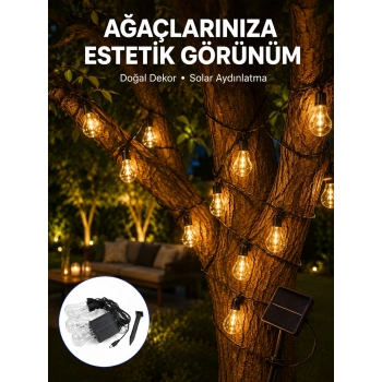 Mey İthalat® Solar Dekoratif LED Ampul Işık Bahçe Çit Balkon ve Veranda Süsleme Aydınlatması