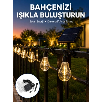 Mey İthalat® Solar LED Ampul Işık Dış Mekan Bahçe Pergola Balkon Dekoratif Aydınlatma