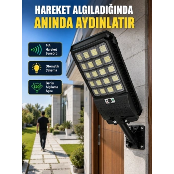 Mey İthalat® Solar LED Bahçe Lambası Hareket Sensörlü Uzaktan Kumandalı Dış Mekan Aydınlatma