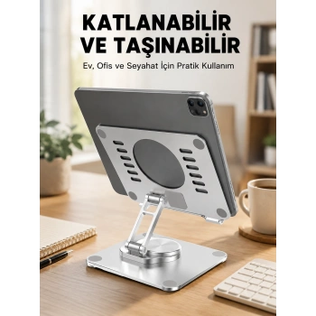 Mey İthalat® Taşınabilir Katlanır Tablet Braketi Masaüstü Stand Yeni Nesil