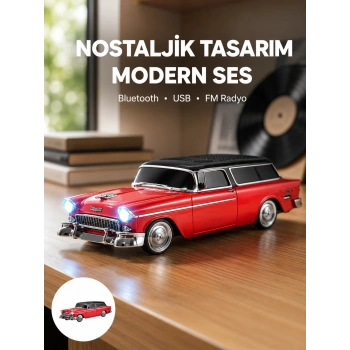 Mey İthalat® Taşınabilir Klasik Araç Tasarımlı Kablosuz Hoparlör