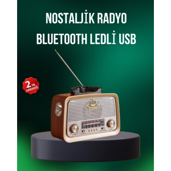 Mey İthalat® Taşınabilir Nostalji Radyo Bluetooth USB AUX Girişli