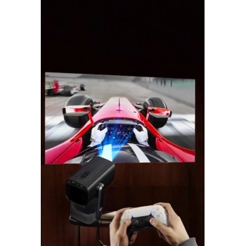 Mey İthalat® Taşınabilir Sinema Oyun Projektörü Akıllı Projeksiyon Android 11