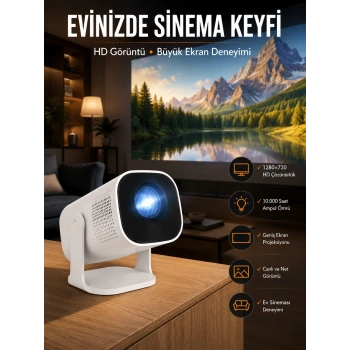 Mey İthalat® Taşınabilir Sinema Oyun Projektörü Akıllı Projeksiyon Android 11 Yeni Nesil