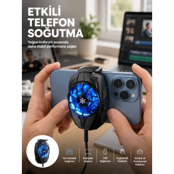 Mey İthalat® Telefon Soğutucu Fan Güçlü Motor Radyatör Cep Telefon Soğutma