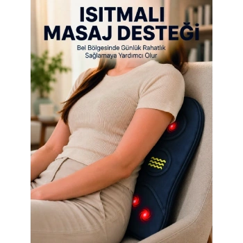 Mey İthalat® Titreşimli Isıtmalı Sırt ve Bel Masaj Minderi Ergonomik Tasarım