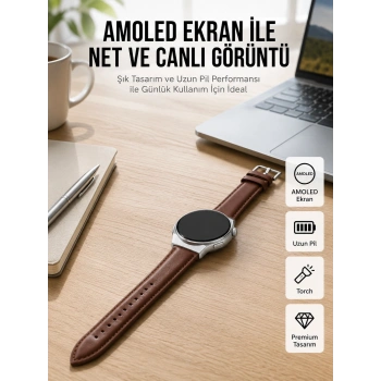 Mey İthalat® Torch Özellikli AMOLED Ekranlı Akıllı Saat Uzun Pil Yeni Nesil