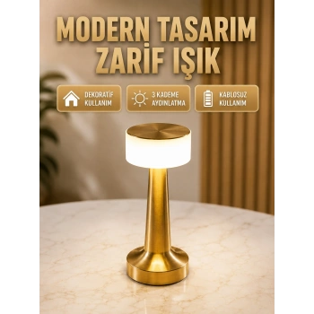 Mey İthalat® Touch Gece Lambası – Dokunmatik Kontrol, Kablosuz Kullanım, Metal Gövde Yeni Nesil