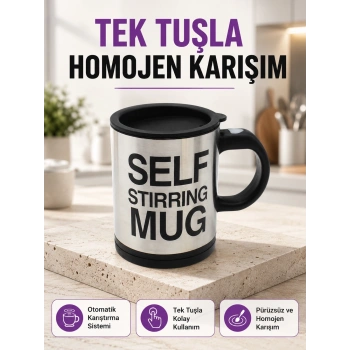 Mey İthalat® Toz İçecekler İçin Hızlı Karıştırma Özellikli Termos Kupa