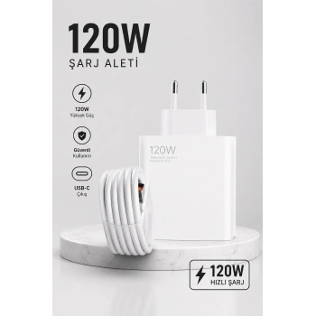 Mey İthalat® Turbo Hızlı Şarj Destekli 120W USB-C Şarj Seti