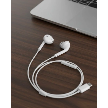 Mey İthalat® Type C Uyumlu Mikrofonlu Kulak İçi Kulaklık Konforlu Tasarım