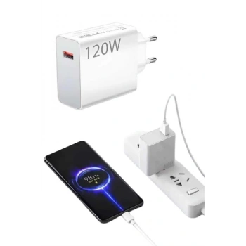 Mey İthalat® Type C Yüksek Hızlı Şarj Aleti Beyaz 120W Ultra Uzun Ömürlü