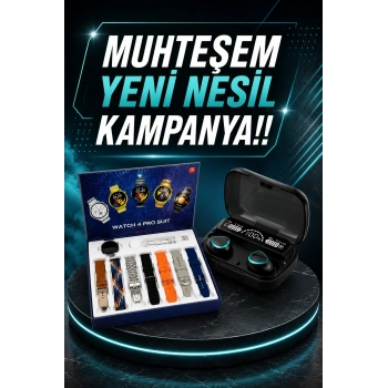 Mey İthalat® Ucuz Kaliteli Yeni Nesil 7 Kordonlu Akıllı Saat ve Kablosuz Bluetooth Kulaklık ANC Özelliği