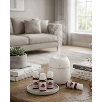 Mey İthalat® USB Mini Nemlendirici Aromaterapi Difüzörü LED Işıklı 5 Esanslı