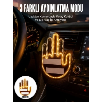 Mey İthalat® Uzaktan Kumandalı El Orta Parmak Led Araç Camına Özel Yeni Nesil