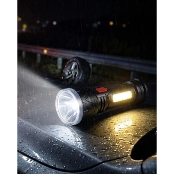 Mey İthalat® Uzun Menzilli Işıldak Şarjlı 9 LED 4 Kademeli Aydınlatma
