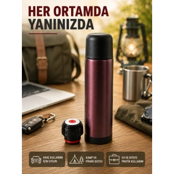 Mey İthalat® Vakumlu Termos 304 Paslanmaz Çelik Seyahat Termosu