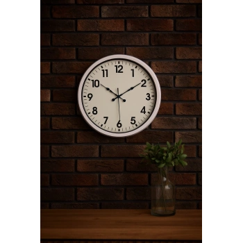 Mey İthalat® White Classic Modern 52 Cm Metal Duvar Saati