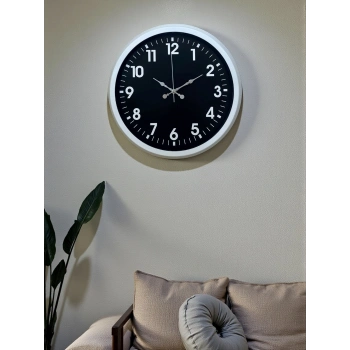 Mey İthalat® White Pure Contrast 40 Cm Metal Duvar Saati