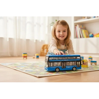 Mey İthalat® WY912B PİLLİ SESLİ ÇİFT KAT OYUNCAK OTOBÜS