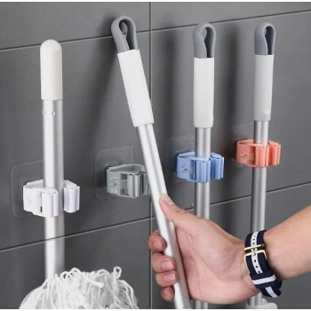 Mey İthalat® Yapışkanlı Pratik Mop Tutucu 4 Adet Beyaz