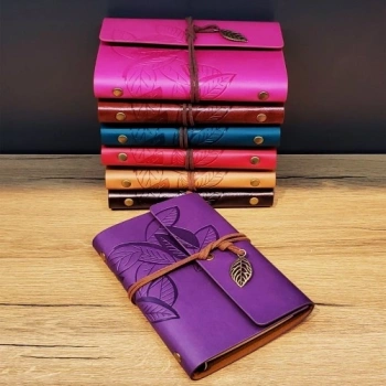 Mey İthalat® Yaprak Desenli Deri Defter Asorti