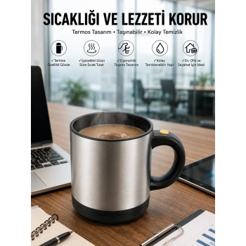Mey İthalat® Yazılı Kupa Kendi Kendini Karıştıran Mikser Kupa Termos Bardak