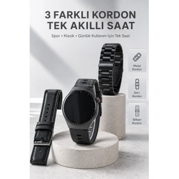 Mey İthalat® Yeni Nesil Akıllı Saat Bluetooth Görüşme, Sağlık Takibi, AMOLED Ekran ve 3 Kordon Seti