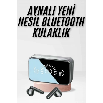 Mey İthalat® Yeni Nesil Kablosuz Kulaklık Aynalı Powerbank Özellikli Bluetooth Bağlantılı Dijital Göstergeli