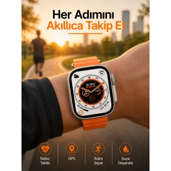 Mey İthalat® Yeni Nesil Ultra Akıllı Saat Adımsayar Uyku Takibi Nabız Sensörü Yeni Nesil