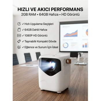 Mey İthalat® Yüksek HD Görünümlü Taşınabilir Projeksiyon Cihazı