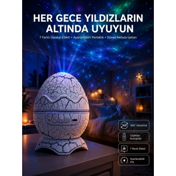 Mey İthalat® Yumurta Görünümlü Masa ve Gece Lambası Renk Değiştirebilen Projektör
