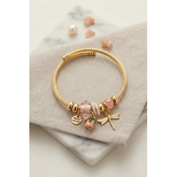 Mey İthalat® Yusufçuk ve Pembe Charmlı Bileklik