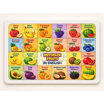 Meyveler - 24 Parça Ahşap Puzzle