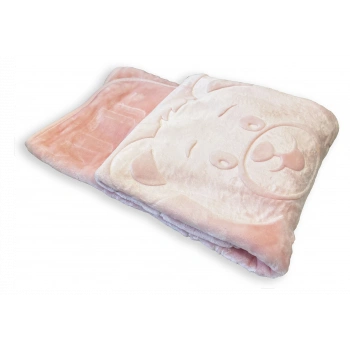 MiniGold Yenidoğan Peluş Battaniye - Ayıcık Pembe