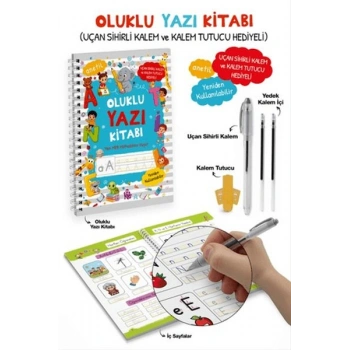 Oluklu Yazı Kitabı (anetil) / Uçan Sihirli Kalem ve Kalem Tutucu Hediyeli