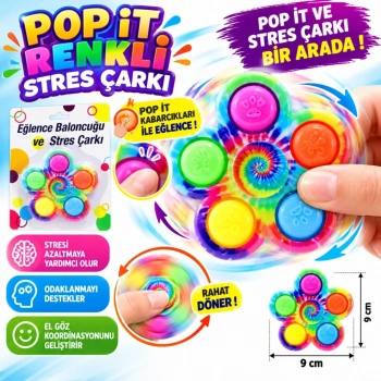 Pop İt Renkli Stres Çarkı