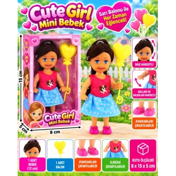 Sarı Balonlu Kumral Mini Bebek