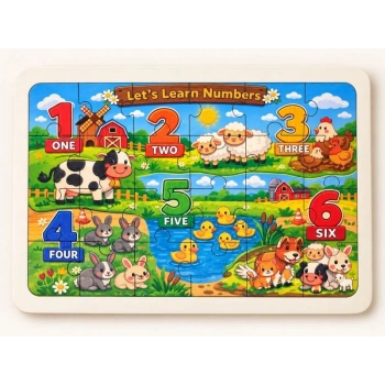 Sayılar (İngilizce) - 24 Parça Ahşap Puzzle