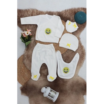 Sema Baby 5 Parça Gülen Surat Hastane Çıkışı Zıbın Seti 0-3 Ay