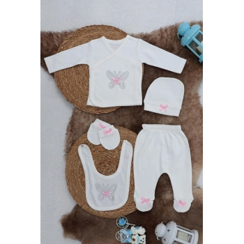 Sema Baby 5 Parça Hastane Çıkışı Zıbın Seti 0-3 Ay - Pink Butterfly