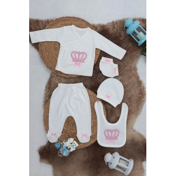 Sema Baby 5 Parça Hastane Çıkışı Zıbın Seti 0-3 Ay - Princess