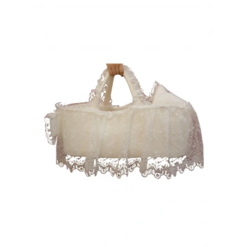 Sema Baby Fistolu Güpürlü Lüks Yenidoğan Bebek Yatağı - Ekru