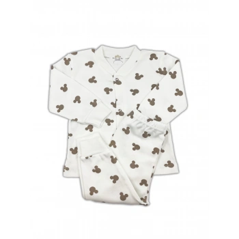 Sema Baby Mickey Mouse Bebek Pijama Takımı – Ekru 0-3 Ay
