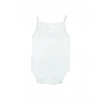Sema Baby Penye ip Askılı Badi (Body) - Beyaz 3-6 Ay