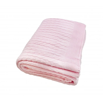 Sema Baby Saç Örgü Triko Bebek Battaniye - Pembe