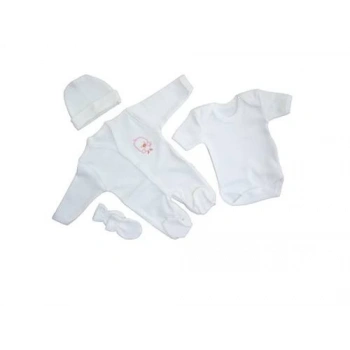 Sema Bebe 4 lü Premature Tulumlu Set - Beyaz