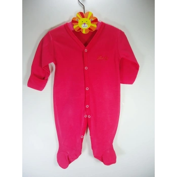 Sema Bebe Kendinden Eldivenli Düz Renk Bebek Tulum 3-6 Ay