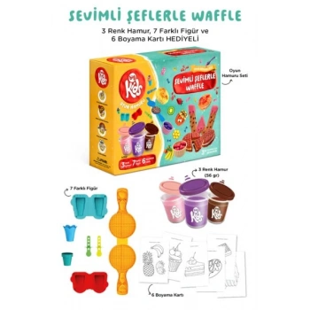 Sevimli Şeflerle Waffle Oyun Hamuru Seti (16 Parça - 340 Gr)